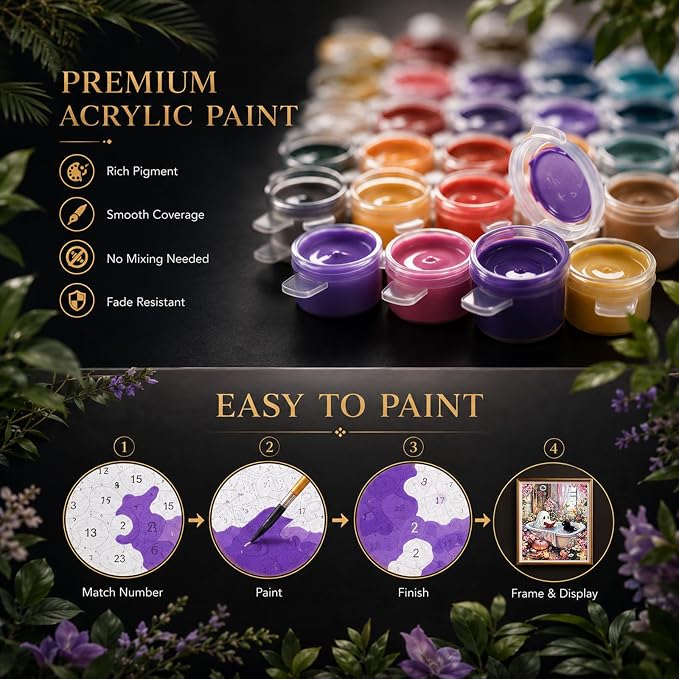 Halloween Paint by Numbers Kit for Adults Bathroom Ghost 16x20 In Frameless | Bathroom Ghost Paint by Numbers Kit for Adults Beginner, Halloween Paint by Numbers for Gift Home Wall Decor