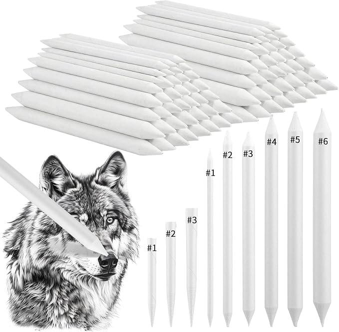 216 Pcs Blending Stumps and Tortillions Set, 9 Sizes Blending Pencils for Sketch Drawing, Shading, Pastel, Graphite, White Drawing Sketching Supplies for Artists