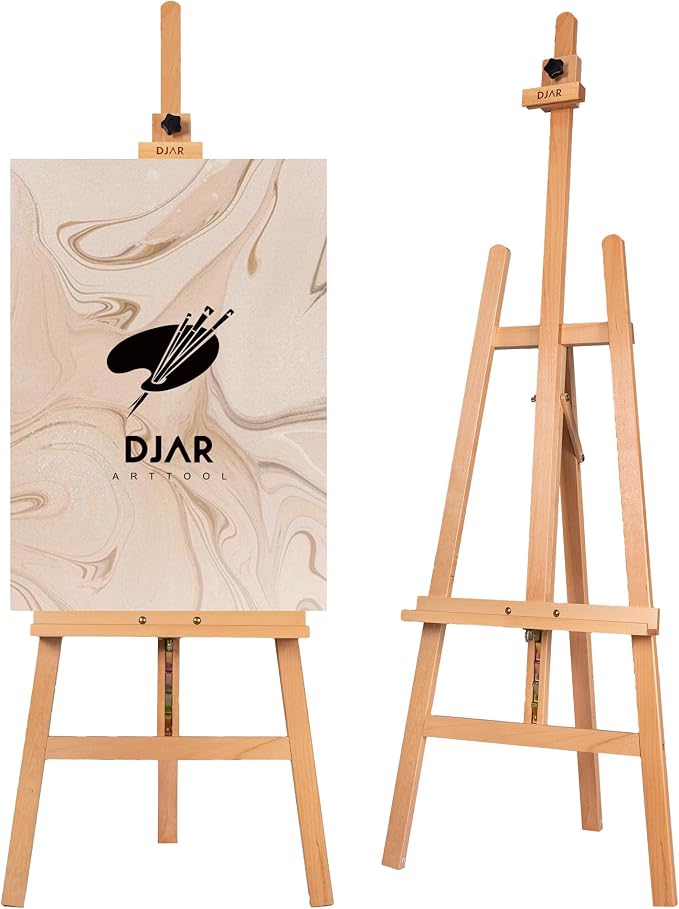 DJAR Adjustable Wooden Painting Art Easel Stand for Artists, Natural