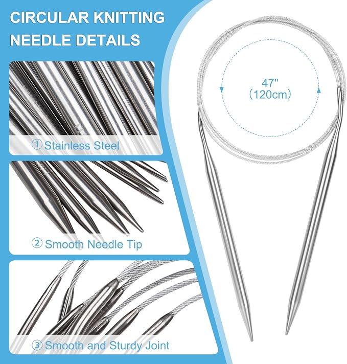 Aeelike Circular Knitting Needles Set, 2.5-10 mm Round Needle,47 inches