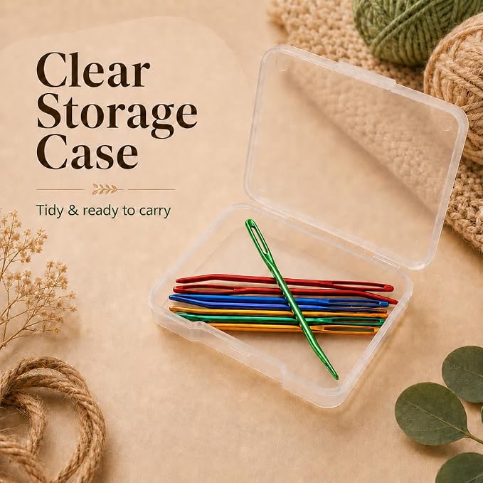 cuteDIY Aluminum Yarn Needles, Large Eye Bent Tip Darning Tapestry Set
