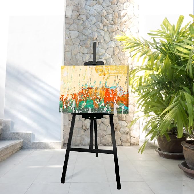Adjustable Black Pine Wooden Painting Easel, Art Easel Stand