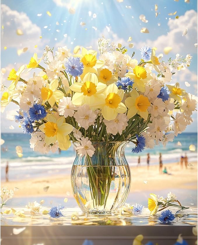 Banket Paint by Numbers Kit for Adults Beginner Flower DIY Oil Painting Kits for Adults Bottle Flowers Easy Adult Paint by Number Kits on Canvas Color by Numbers for Gifts Home Wall Decor 16x20 Inch