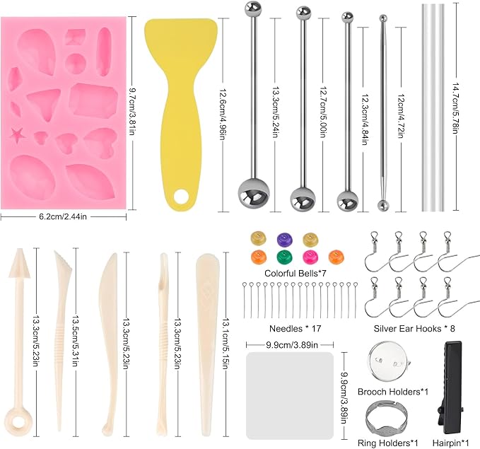 CiaraQ 60-Color Polymer Clay Oven Bake Modeling Kit | 12 sculpting tools, 3-layer storage box, acc. pack, guide. Great for school, home, gifts, kids & artists.