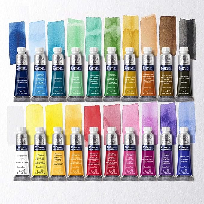 Winsor & Newton Cotman Watercolor Paint Set, 20 Colors, 5ml (0.17-oz) Tubes | Introductory Watercolor made with Fine Art Pigments, Perfect for Beginners, Lightfast & Permanent, Good Tinting Strength