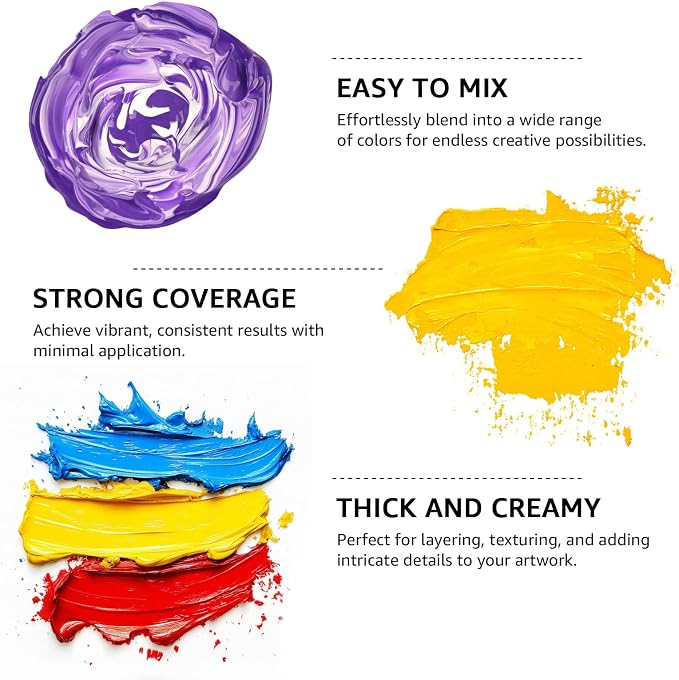 ABEIER Bulk Acrylic Paint Set, 20 Colors x 8.45 oz, Non-Toxic