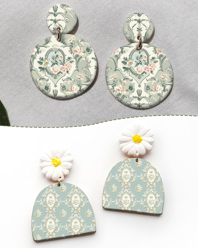 Puocaon Retro Clay Transfer Paper - Vintage Transfer Sheets for Polymer Clay Earrings Jewlery