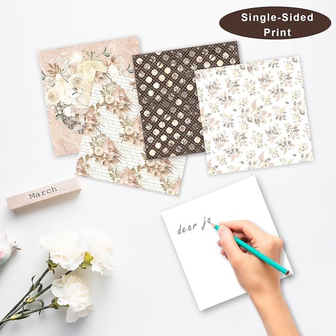 28 Sheets Scrapbook Paper, Floral Scrapbooking Specialty Papers 160gsm Cardmaking Craft Paper Pack Decorative Paper for Card Making (6"X6" Inch, Natural Softness)