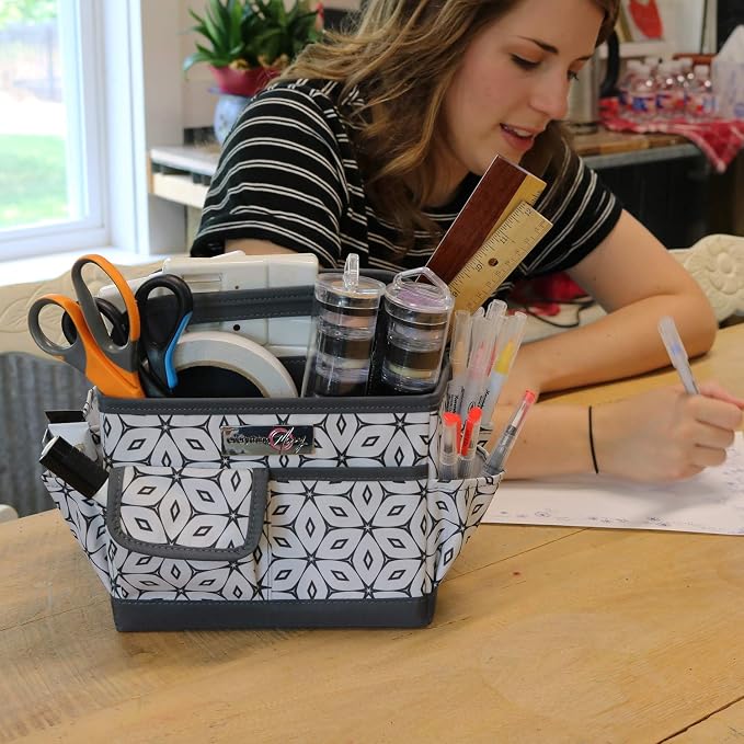 Everything Mary Desktop Organiser Grey/Cream Geometric EVM12830-3