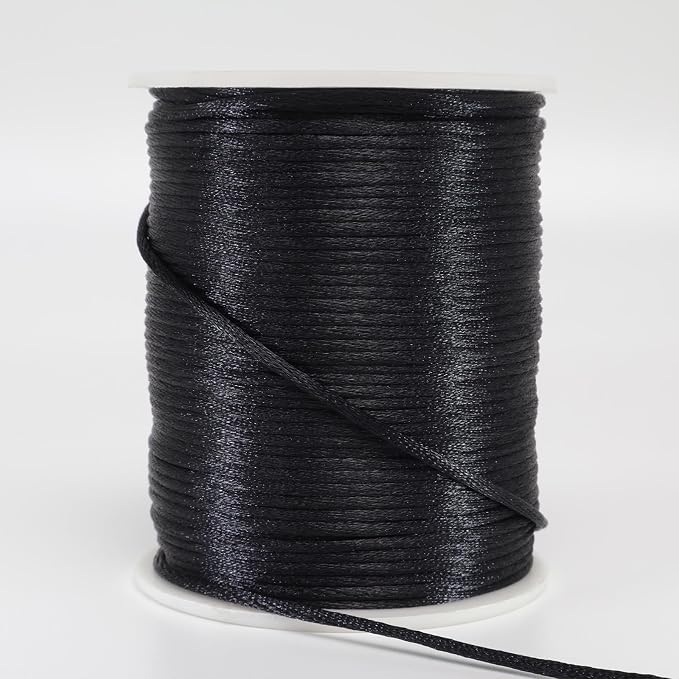 LUSTEMBER 2 mm x 330 Feet Satin Nylon Cord, Silky Smooth Nylon String for Jewelry Making Bracelet Necklaces Beading Thread Rattail Macrame Kumihimo Chinese Knot Craft