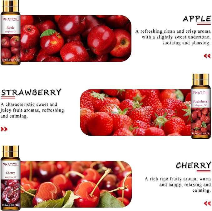 PHATOIL Fruity Fragrance Oil Gift Set for Diffuser, Soap Candle Making