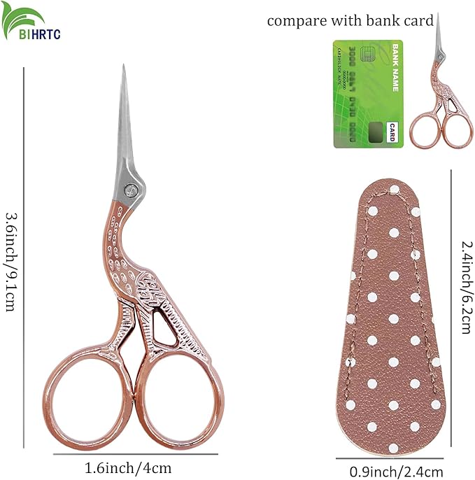 BIHRTC 3.6 Inch Embroidery Scissors Small Precision Embroidery Scissors | Stainless Steel Crafting Shears for Needlework Threading Sewing Handcraft Crochet Artwork DIY Tools