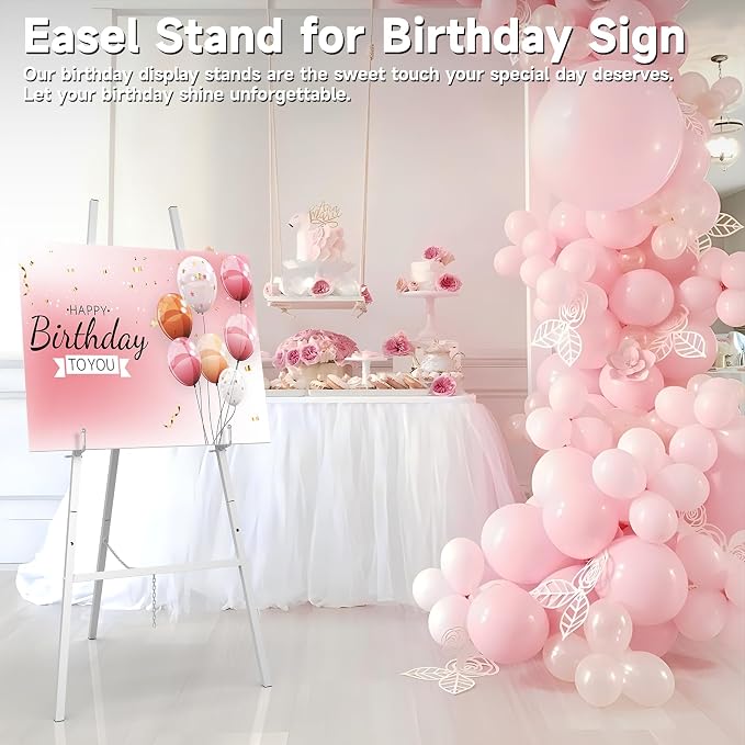 Easel Stand for Sign, Metal Display Easel with Adjustable Chain,Silver