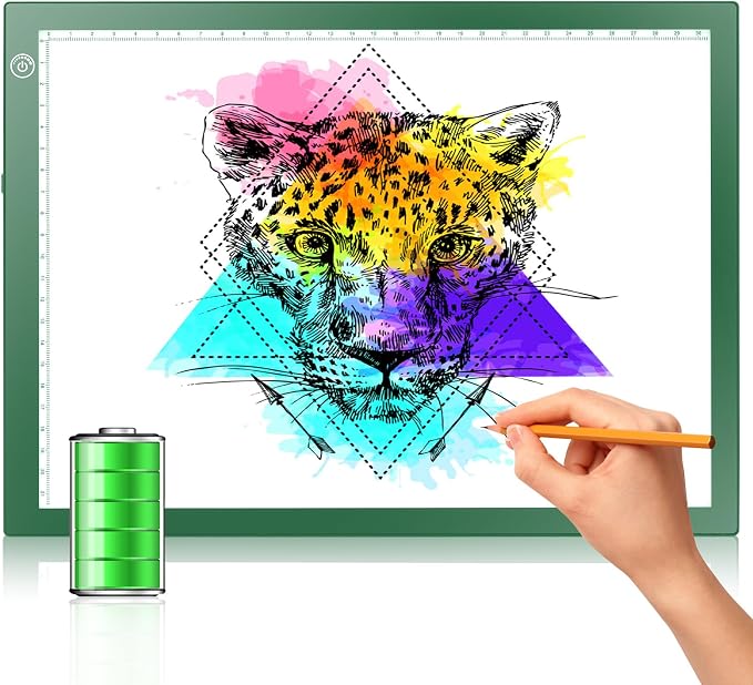 Rechargeable Tracing Light Box, LED Drawing Board for Kids Birthday Gift | Battery Powered Light Pad Copy Table for Stenciling, Sketching, Diamond Art Painting, Toys for Girls Boys Ages 3 4 5 6 7 8-12