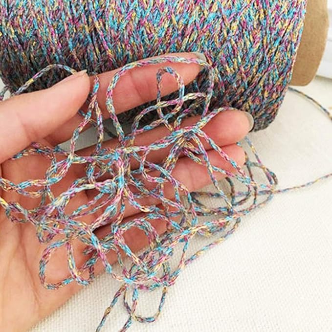 DIY Colorful Lurex Thread - Shining Glitter Sparkle Metal Yarn for Crochet, Knitting, Sweater, Scarf, Bag & Accessory