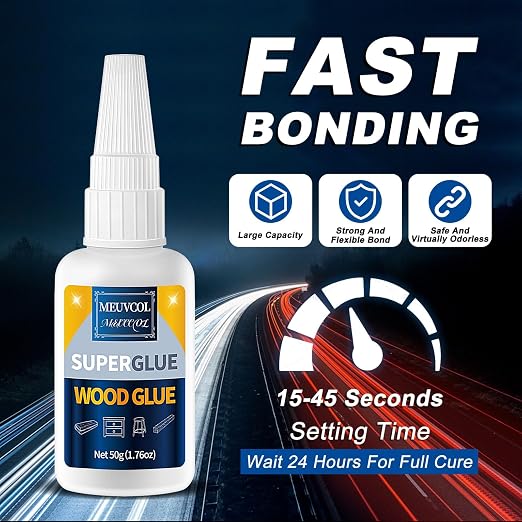 Meuvcol Extra Strong Wood Glue, 100g Fast Drying Clear Wood Adhesive for DIY Crafts, Heavy Duty Furniture Repair & Garden Projects