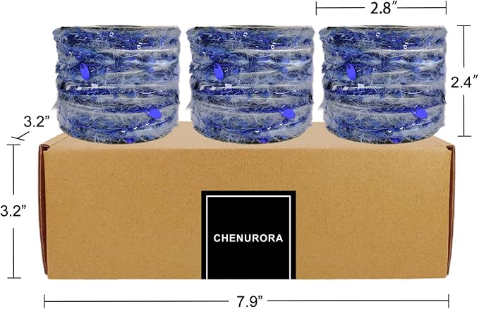 Artisanal Yarn Collection Multifiber Fancy Yarn with Sequins & Iridescent Shimmering Threads for Knitting Crocheting Crafts DIY, Set of 3 Rolls (Sapphire Blue)