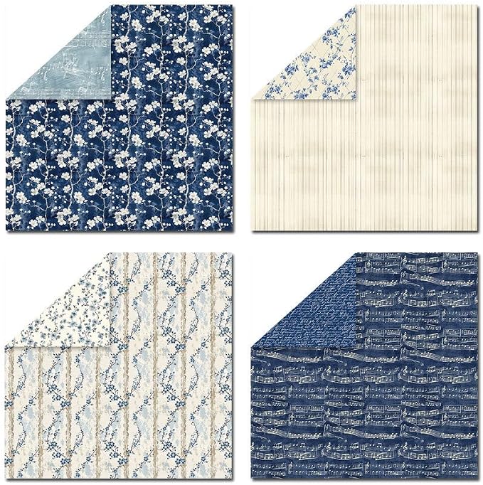 12inch Boho Scrapbook Paper Vintage Flower Pattern Papers Pad,24 Sheets Double-Sided Bobo Floral Scrapbooking CardStock Paper Pad for Holiday Cardmaking DIY Origami Paper.