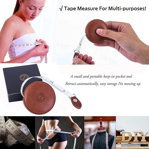 Sewing Tape Measure, Medical Body Cloth Tailor Craft Dieting Measuring Tape, 60 Inch/1.5M Dual Sided Retractable Ruler with Push Button Round(1 Pack, Blue)