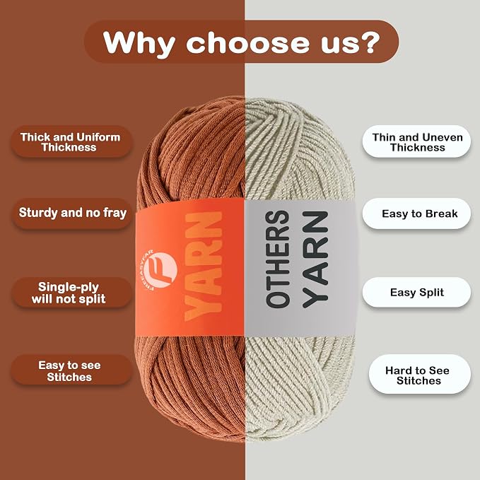 3.5Oz/120yds Beginner Easy Yarn for Crocheting and Knitting;Worsted-Weight Medium #4;Cotton Blend Yarn for Beginners Amigurumi DIY(Latte,1 Skein)