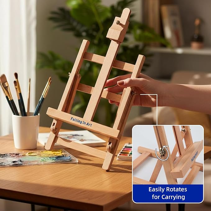 Falling in Art Painting Set for Kids with Table Easel | Acrylic Painting Starter Kit with Paints, Colored Pencils, Brushes, Canvas &Watercolor Pad for Christmas Gift, Blue