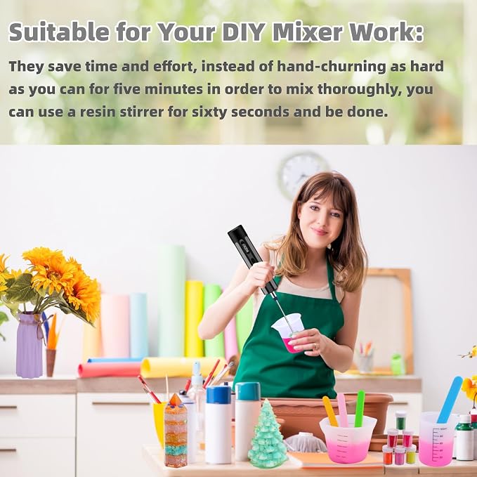 Rechargeable Epoxy Resin Mixer,USB Handheld Electric Resin Mixer for Mixing Epoxy Without Bubbles, Resin Stirrer for Tumblers Epoxy, Resin Molds, Glazes and Paint (Grey) (White)