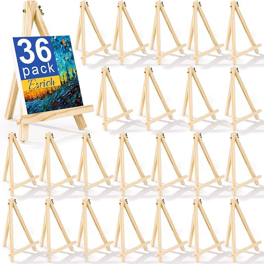 ESRICH 36 PCS 9 Inch Easel for Painting, Easel Stand for Painting Canvas | Wooden Easel Stand for Sign, Tabletop Easels for Painting, Small Art Easel Canvas Stand Photo Display Holder for Kids Adults