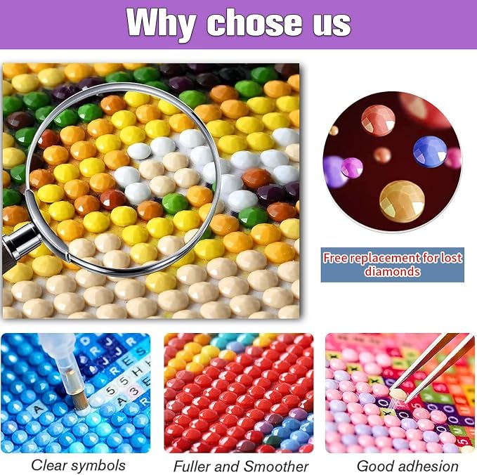 TINY FUN 12 Pack Diamond Art Kits for Adults & Beginners 5D Diamond Painting with Round Full Drill for Home Wall Decor Gift