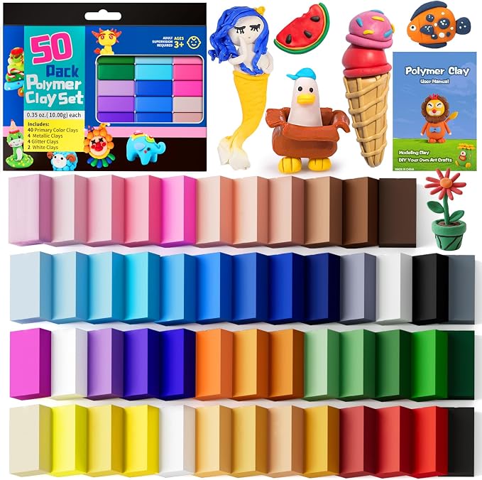 CiaraQ Polymer Clay Kit, Mini Modeling Clay Set | for Kids/Beginners/ Artist, 48 colors