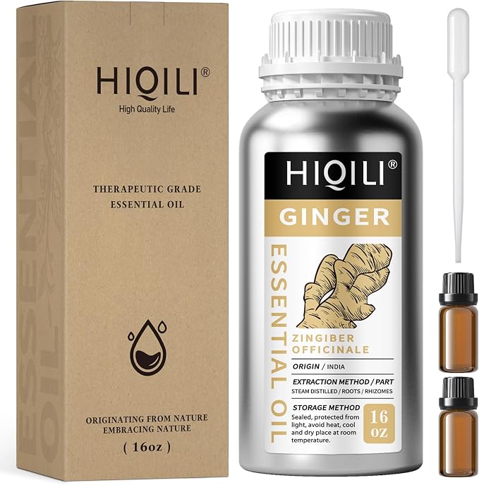 HIQILI Ginger Oil for Hair, Massage & Skin