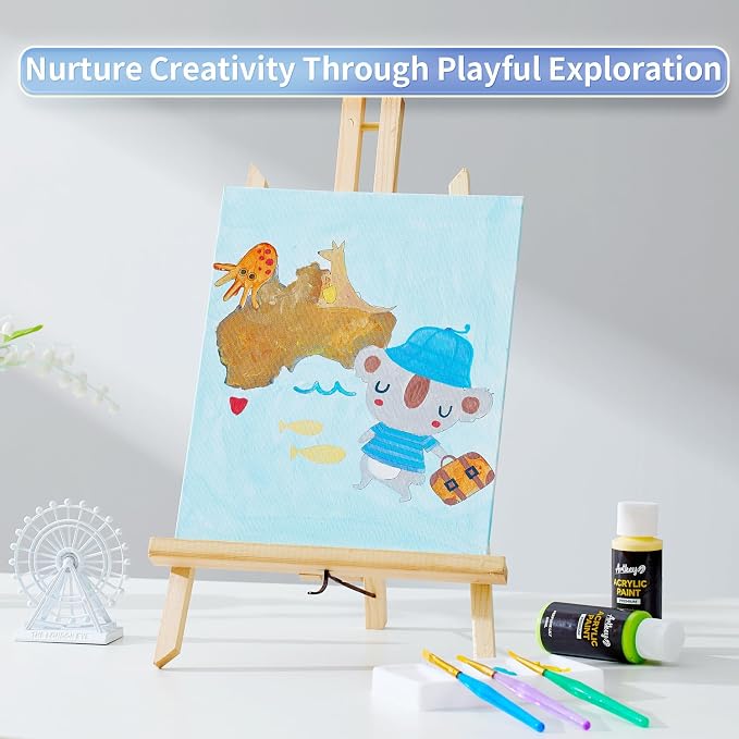 Pre Drawn Painting Canvas for Painting, 8 x 10 Inch Canvas Boards 12 Pack (Animal Travel Designs), Canvas Panels for Acrylic Paint, Watercolor, Markers & DIY Craft Projects