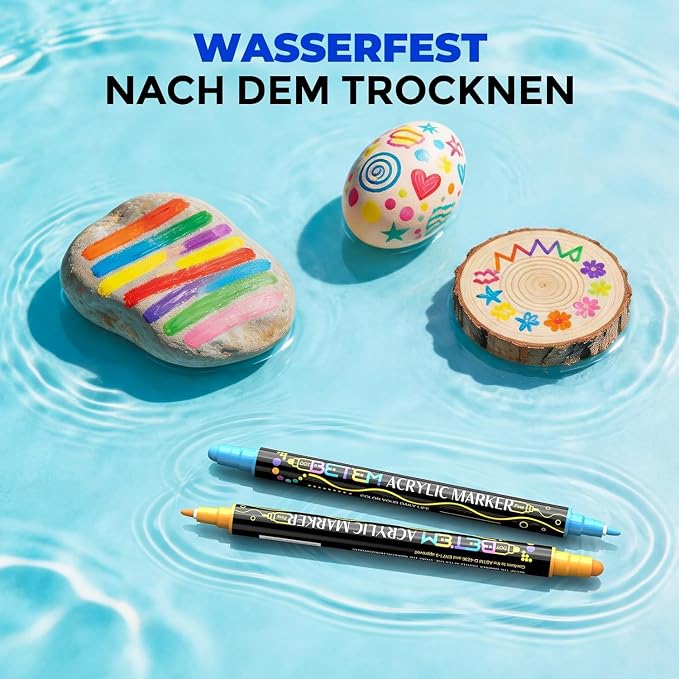Betem48 Colors Dual Tip Acrylic Paint Markers, Fabric Decorating Kits | Premium Water-Based Acrylic Paint Pens Art Supplies for Fabric, Rock, Wood, Glass, Canvas, Ceramic, School Supplies