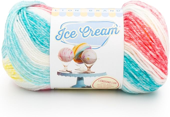 Lion Brand Yarn, Ice Cream Crochet Yarn, Funfetti, Multicolor, 1 Pack