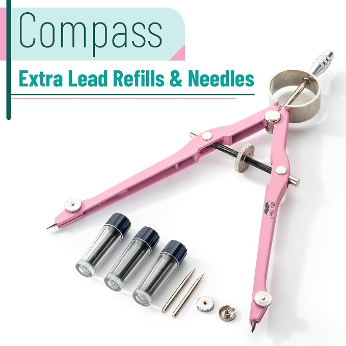 Mr. Pen- Professional Compass for Geometry, Extra Lead | Metal Compass Drawing Tool for Students, Drafting and Engineering, Technical Drawings, Circles and Geometry Projects