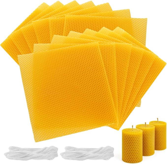 GBACHOOSE 8x8 inch Beeswax Sheets for Candle Making | Beeswax Sheets Wax Sheets for Candle Making Rolling DIY Kits for Adults, Kids, Crafts, Gifts(Yellow)