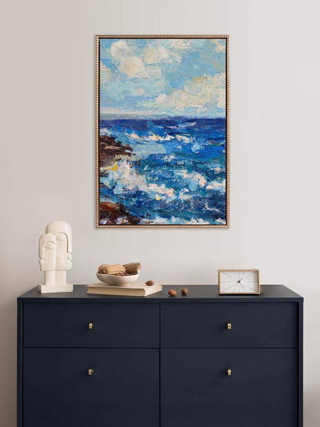 Kate and Laurel Sylvie Beaded Blank Vintage Framed Canvas Wall Art, 23x33 Gold, Modern Empty Canvas for Paint-Your-Own Art, Premium Canvas Already Framed