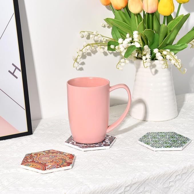24 Pcs Ceramic Tiles for Crafts White Ceramic Coasters for Crafts with Cork Backing Pads Blank Unglazed Tiles for Painting Alcohol Ink Acrylic Pouring DIY Coaster Hexagon