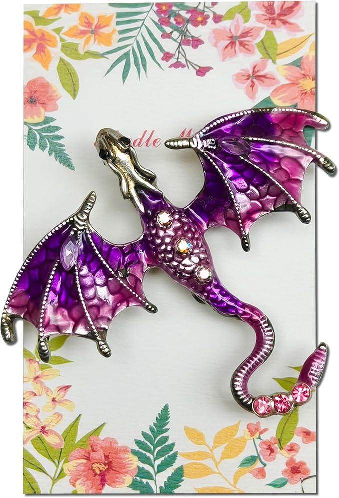 Large Dragon Needle Minder, Needle Minder Magnet, Magnetic Needle Nanny, Fantasy Needlework Accessories for Cross Stitch & Embroidery (Purple)