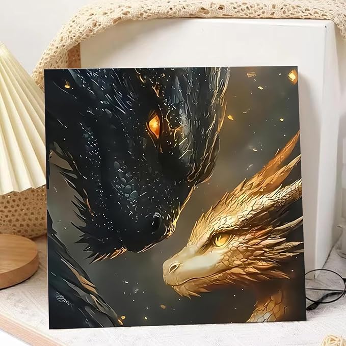 Dragon Paint by Numbers with Frame, Paint by Numbers Kit for Adults 10x10 | Framed Paint by Numbers Kit for Adults Beginner with Easel, Acrylic Painting by Numbers, DIY Crafts for Gifts or Home Decor