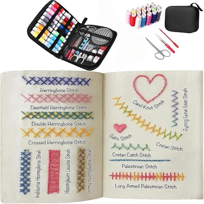 2026 New Upgraded Embroidery Stitch Book Kit,86 PCS Beginner Embroidery Kit, 106 Patterns with Tools & Tutorials, Portable All-in-One Hand Embroidery Book for Adults & DIY Craft Lovers(2 Set)