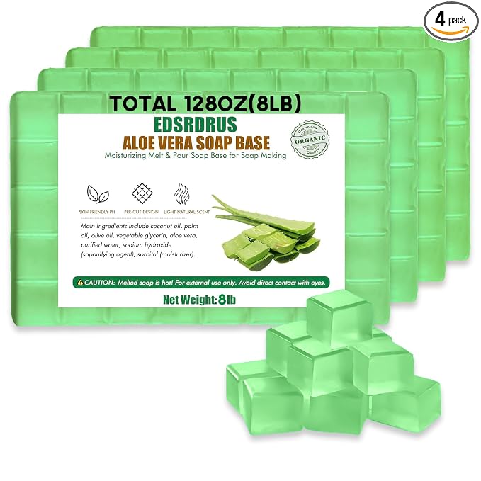 EDSRDRUS 8lb Scent Soap Base DIY Handmade with Aloe Vera & Coconut Oil, Moisturizing Melt and Pour Soap Base