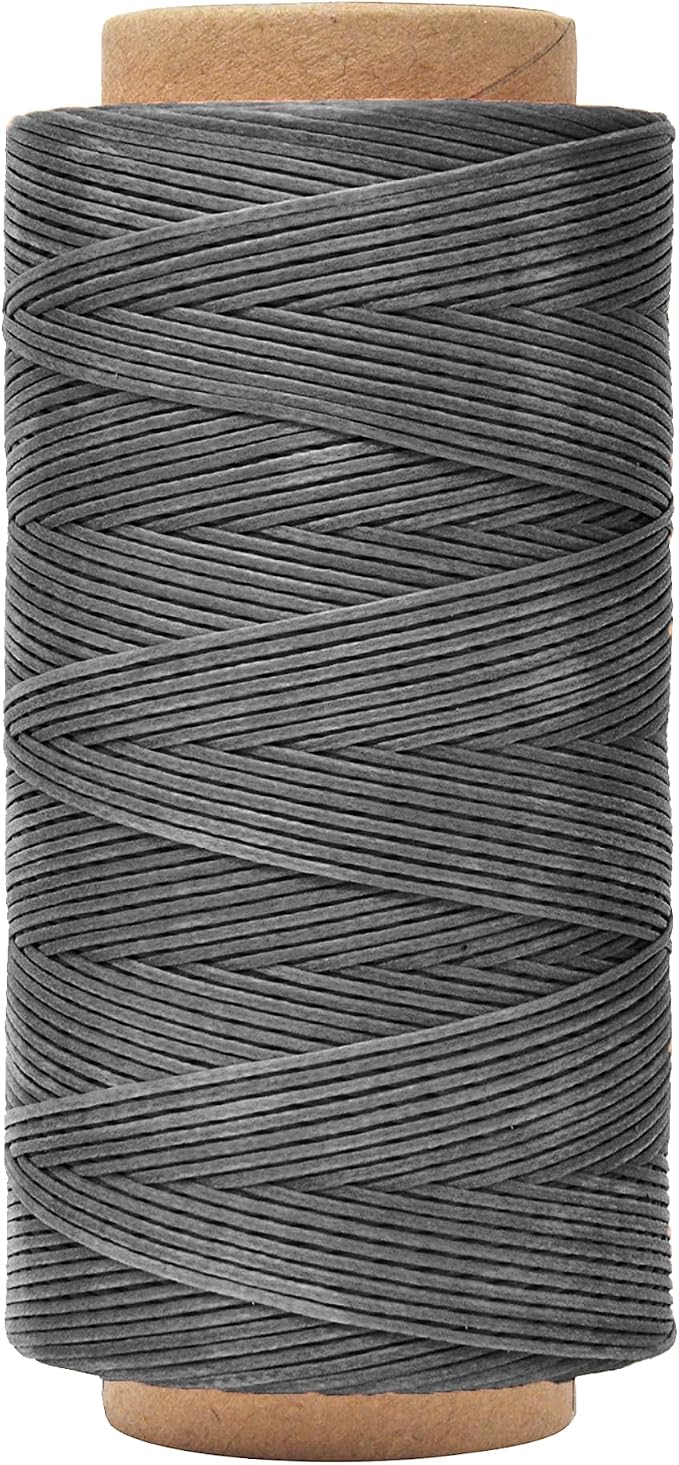 Mandala Crafts 210D 1mm Gray Flat Waxed Thread for Leather Sewing