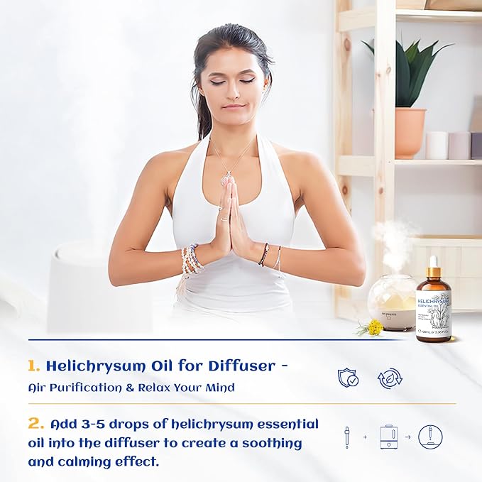 HIQILI Helichrysum Essential Oil for Skin, Massage & Aroma Diffuser