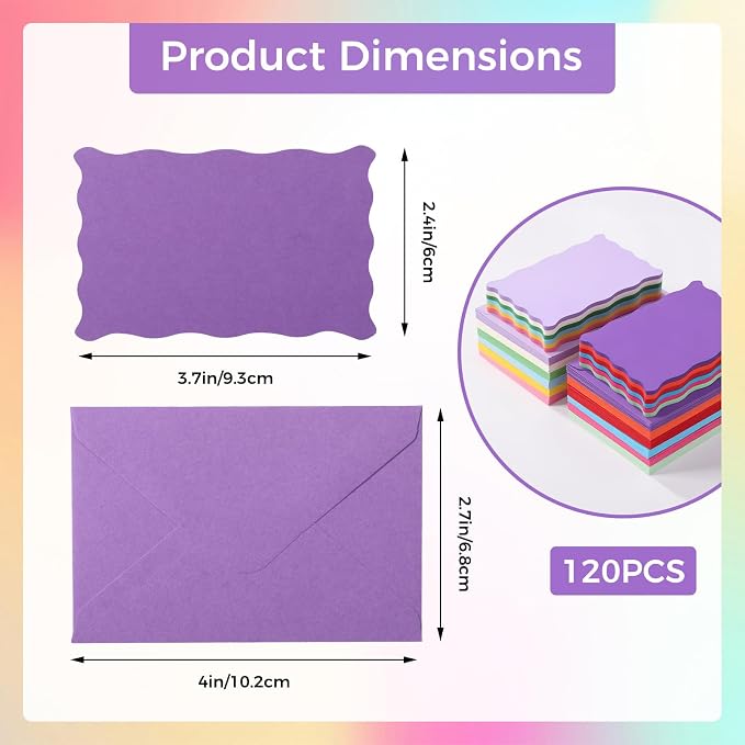 120 Pack Mini Envelopes with Cards, Small Envelopes with Blank Cards