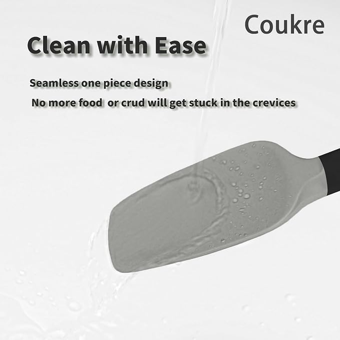 Coukre Silicone Spatula Set of 5,High Temperature Resistant, Food Grade Silicone, Dishwasher Safe, for Baking, Cooking (Gray Black)