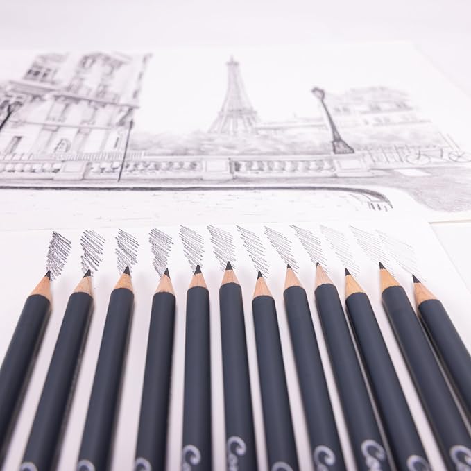 Conté à Paris 12 Count Assorted Graphite Pencil Drawing Set | Multiple Drawing Grades, Smooth Laydown And Easy Blending, Ideal For Shading Detail And Technical Sketching