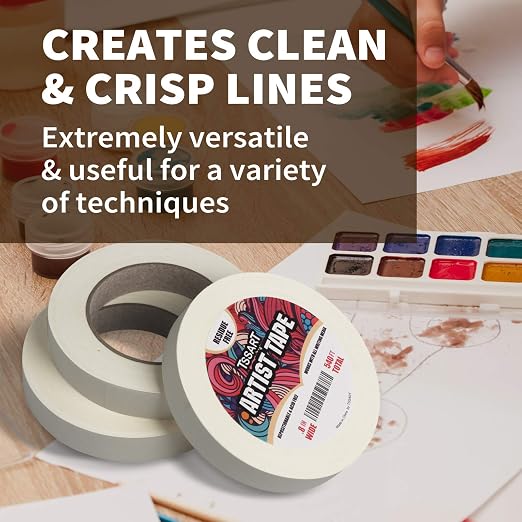 3 Pack White Artist Tape - Masking Artists Tape for Drafting Art Watercolor Painting Canvas Framing - Acid Free 0.8inch Wide 540FT Long Total