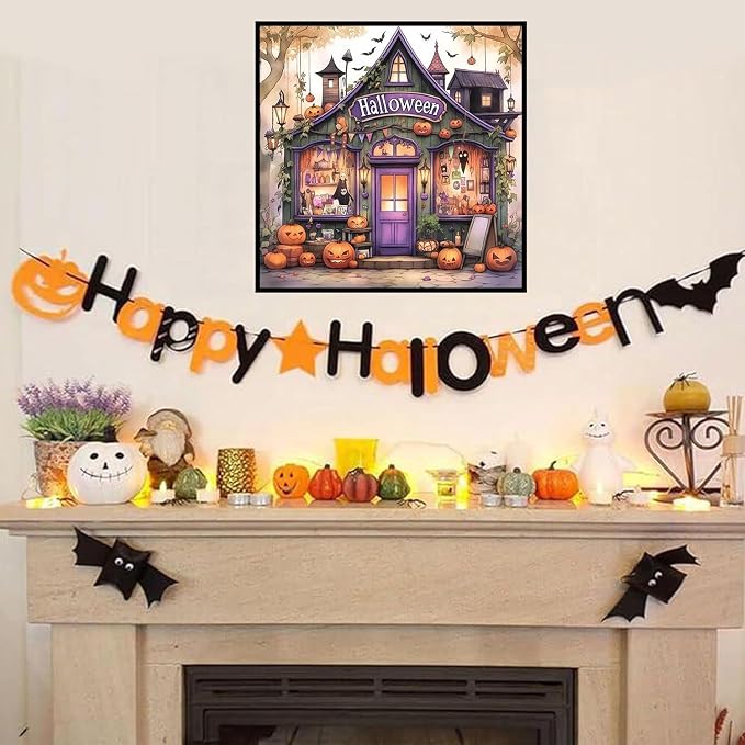 XUCNWL Halloween Diamond Art Kits for Adults,Haunted House Diamond Painting
