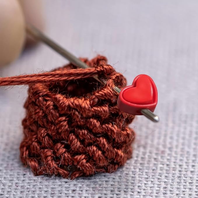 Ravlzors Knitting Needle Stoppers - 20PCS Heart Cord Locks Point Protectors | Suitable for Sizes 0-5 Needles, Double Hole Knitting Accessories for Hand DIY Supplies