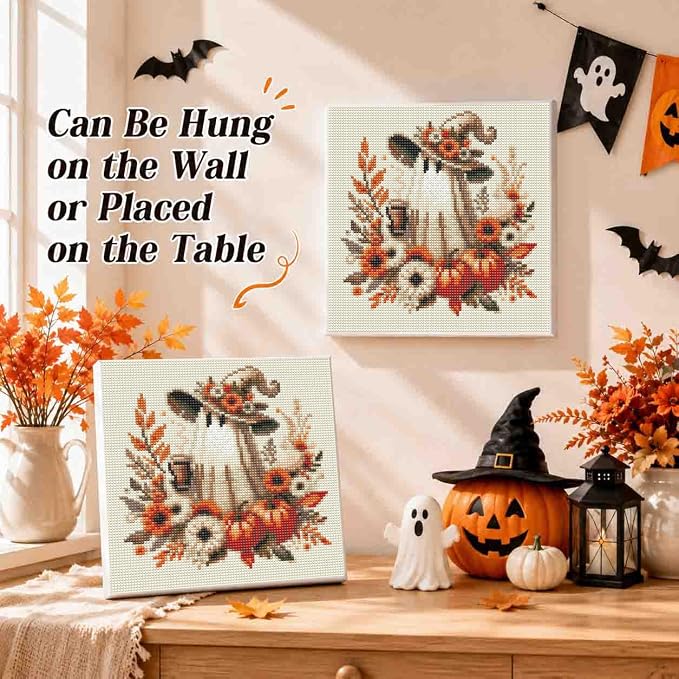 Ghost Diamond Art Kits for Adults with Frame,Halloween Diamond Painting Kit